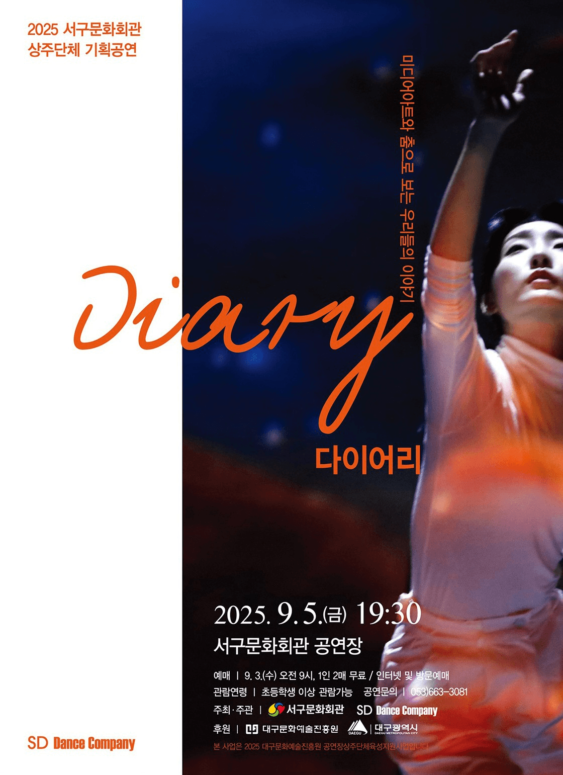 현대무용과 미디어아트의 만남: 다이어리 [대구] 공연 포스터